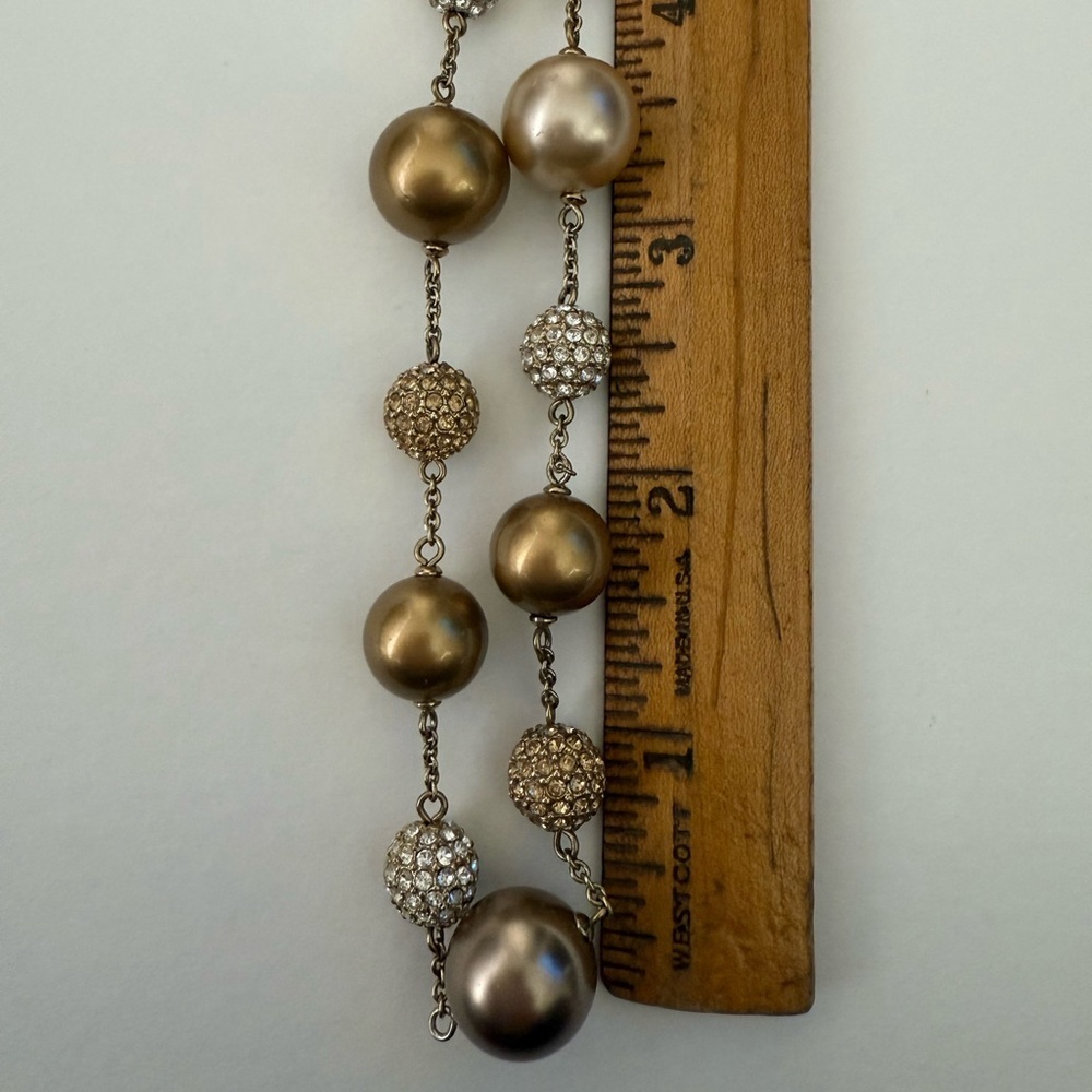 Y2K Carolee Gold-Tone Pearl & Crystal Bead Necklace - Picture 10 of 14